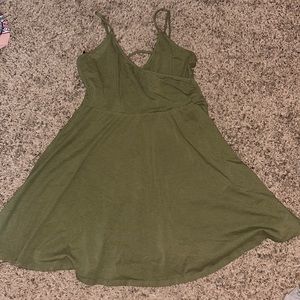 army green spaghetti strap flow dress.